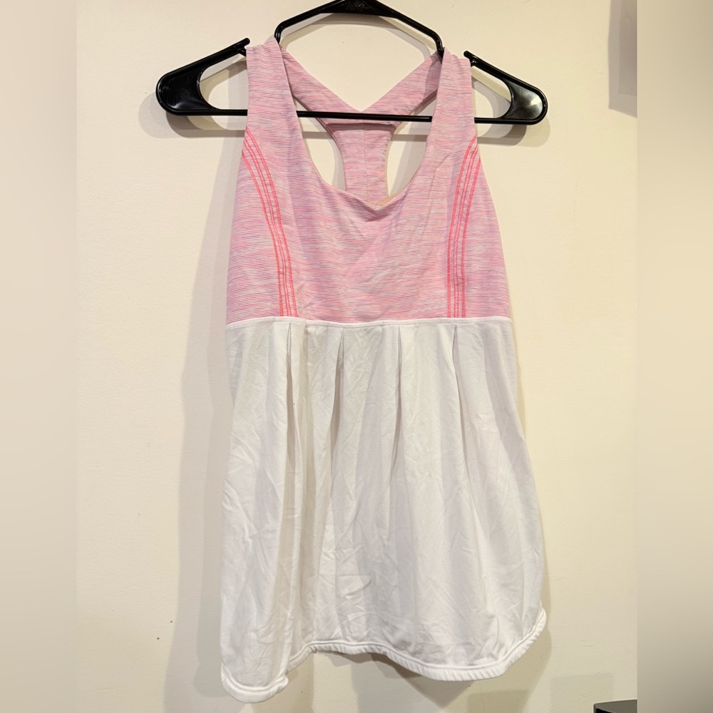 Lululemon Back On Track Tank Pink Shell Stripe White Size 10